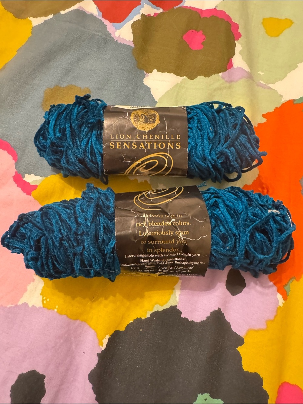 Lion Brand Chenille Sensations Teal Yarn
